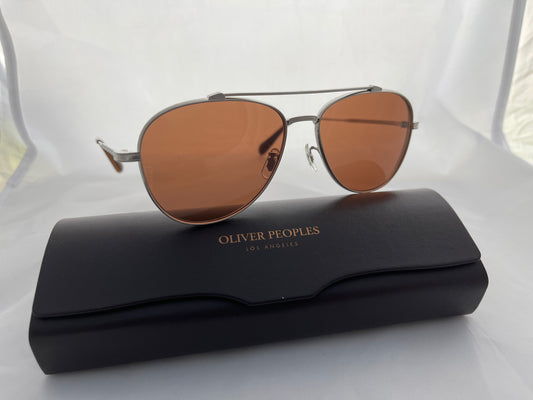 OLIVER PEOPLES Rikson Persimmon 56mm Unisex Aviator Sunglasses MSRP$531