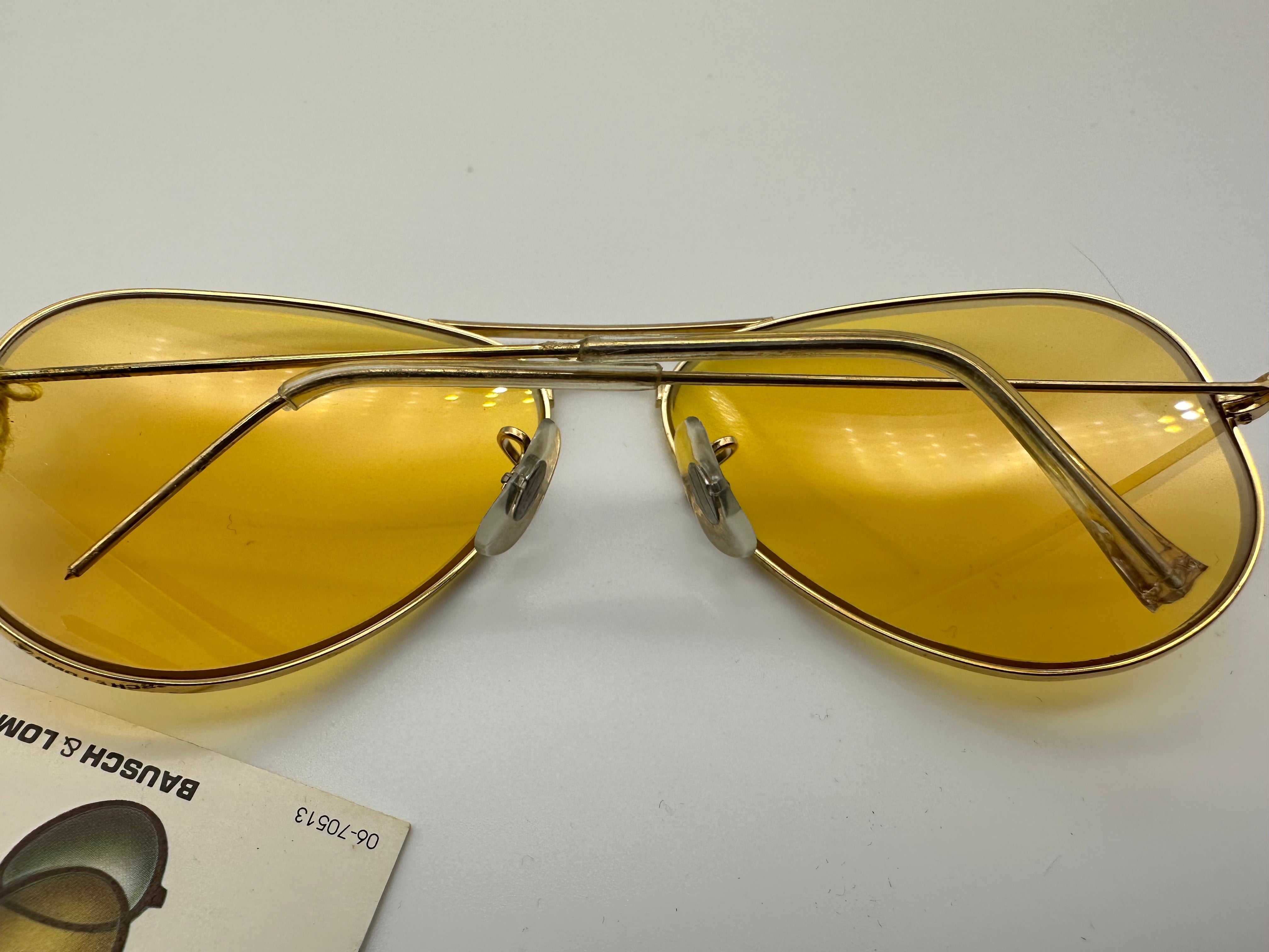 Bausch & Lomb Ray Ban 58-14 Aviator Gold Ambermatic Vintage 1970s NOS ...