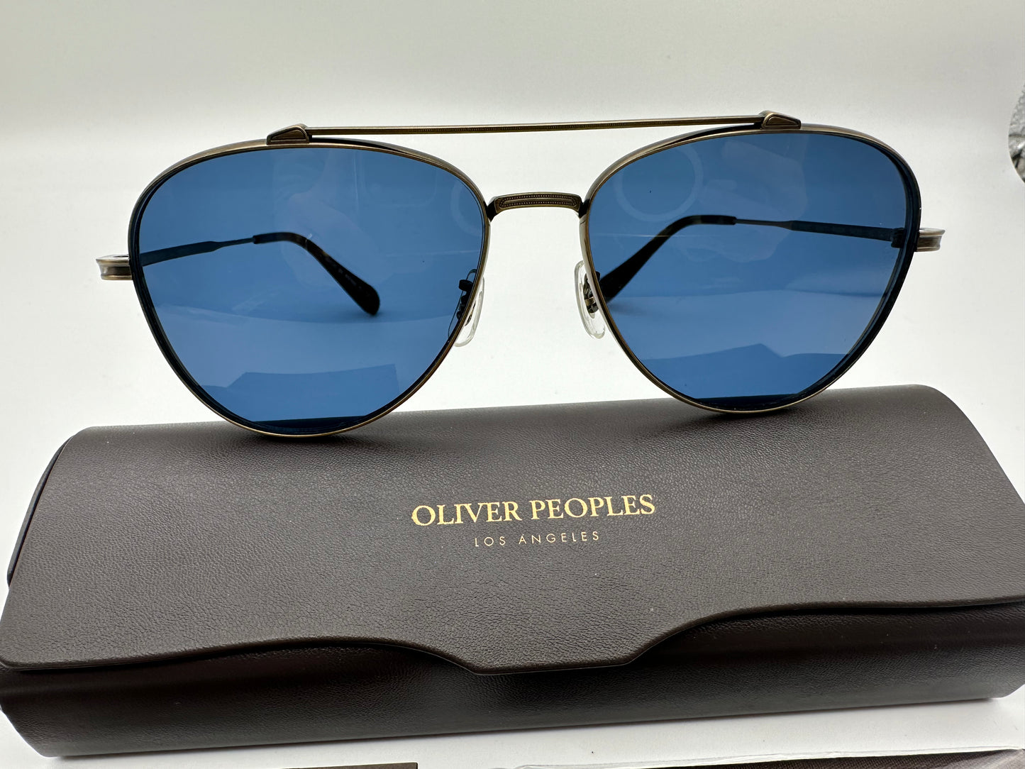 Oliver Peoples RIKSON Antique Gold/ Blue 56mm OV 1266ST CUSTOM Authentic