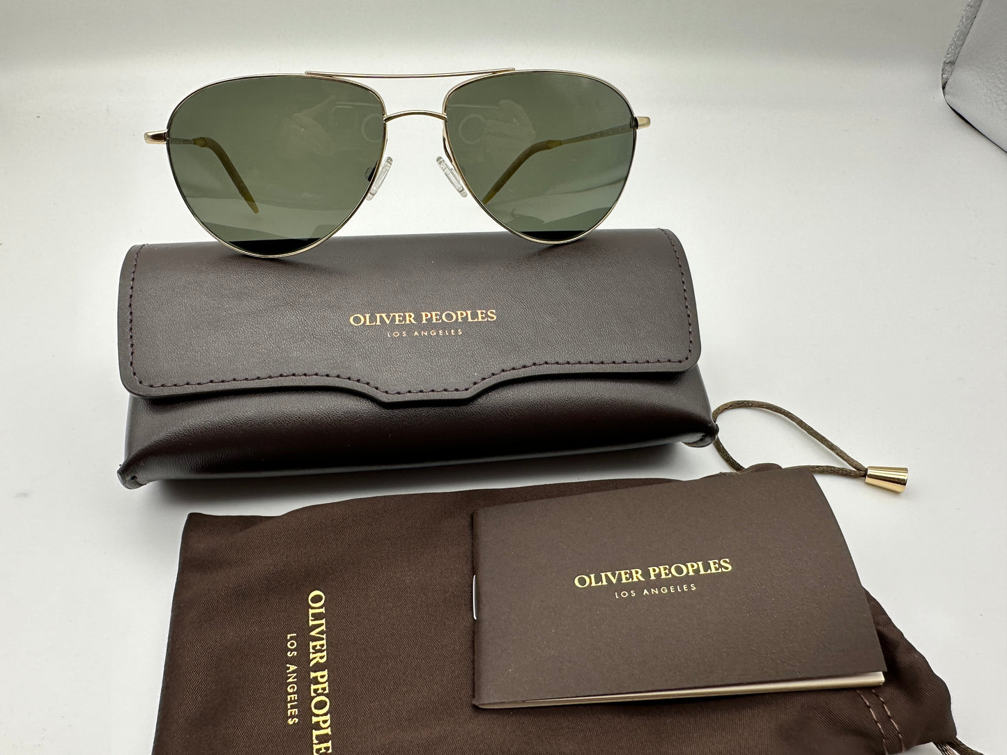 Oliver Peoples Benedict 59mm OV 1002S 5035P1 Gold/Green G15 VFX Polarized Sunglasses