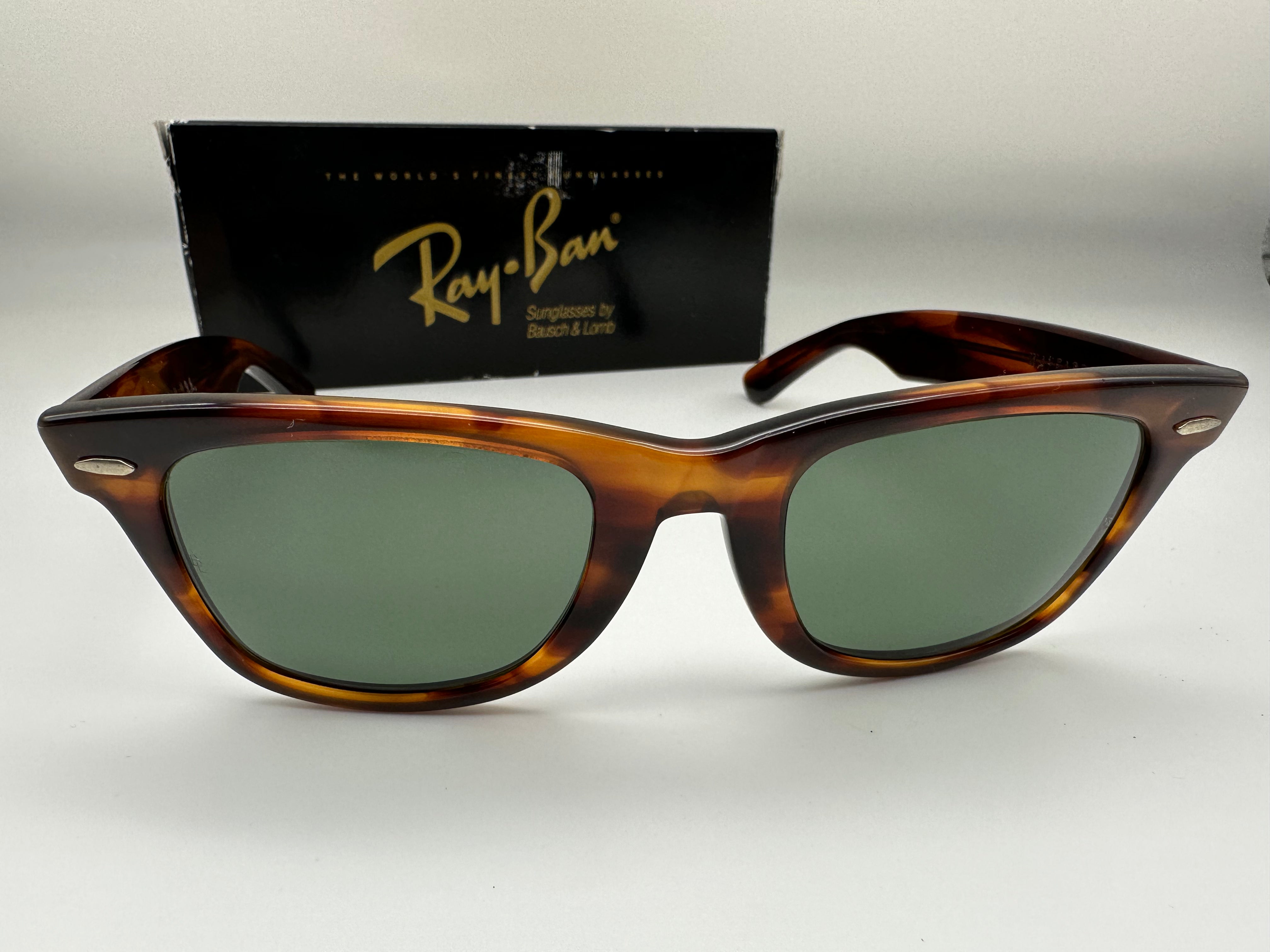 Vintage Ray Ban B&L Wayfarer 50mm 22mm Mock Tortoise G-15 Glass Rare I ...