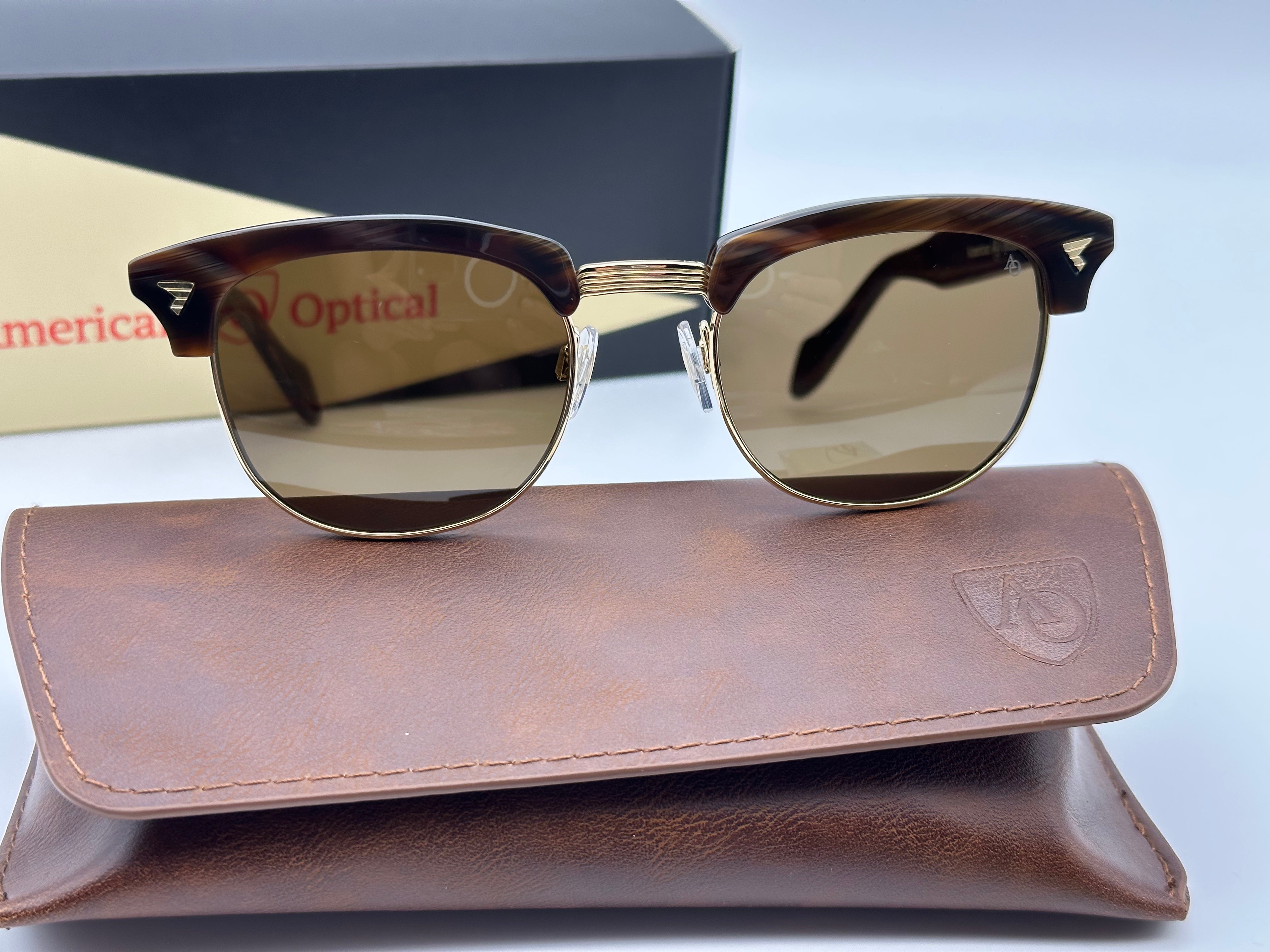 AO Saratoga Sunglasses Red Demi Cosmetan Brown AOLite Nylon Lenses