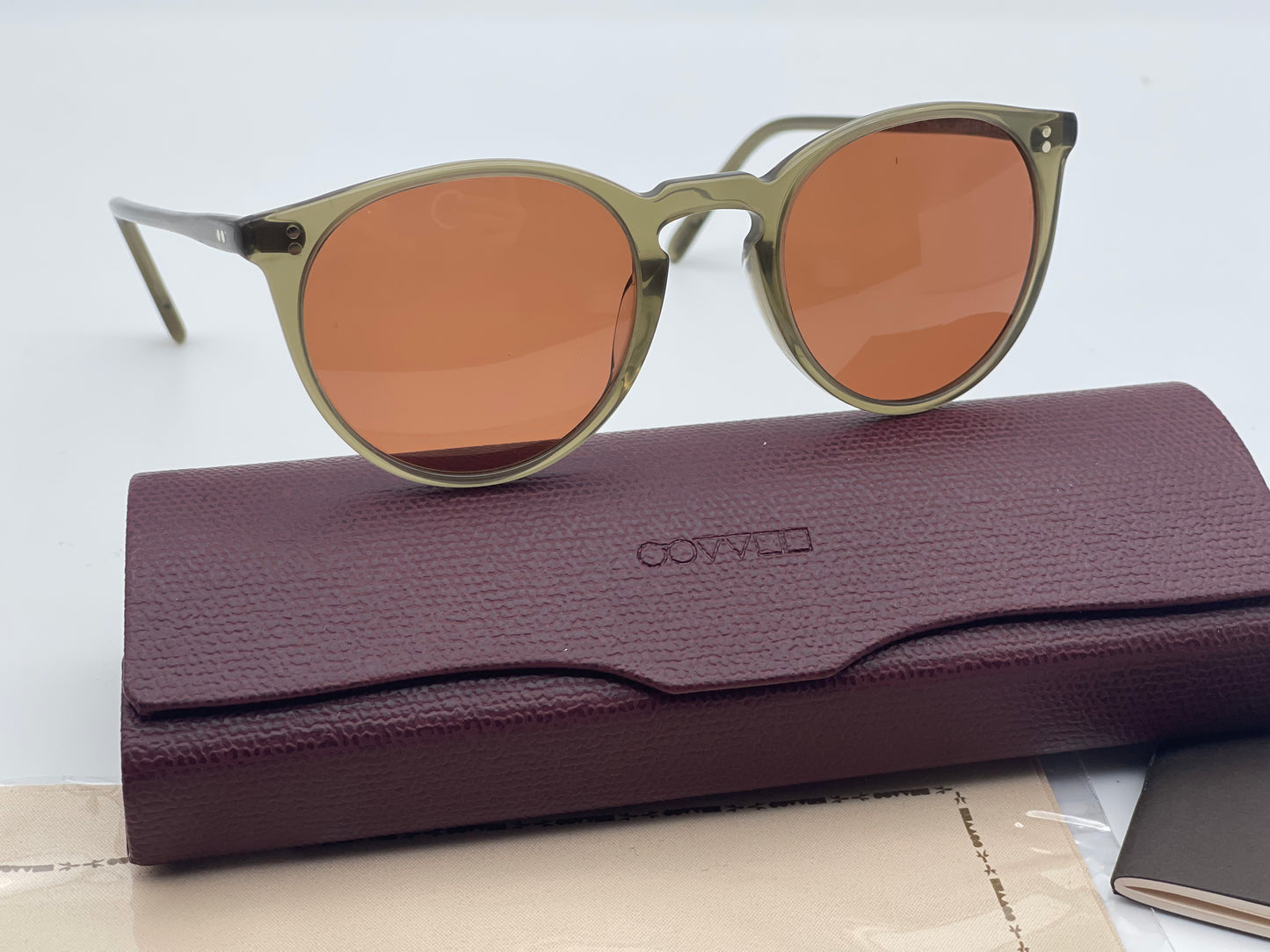 Oliver Peoples O'Malley Sun 48mm Dusty Olive Frames Persimmon Lenses