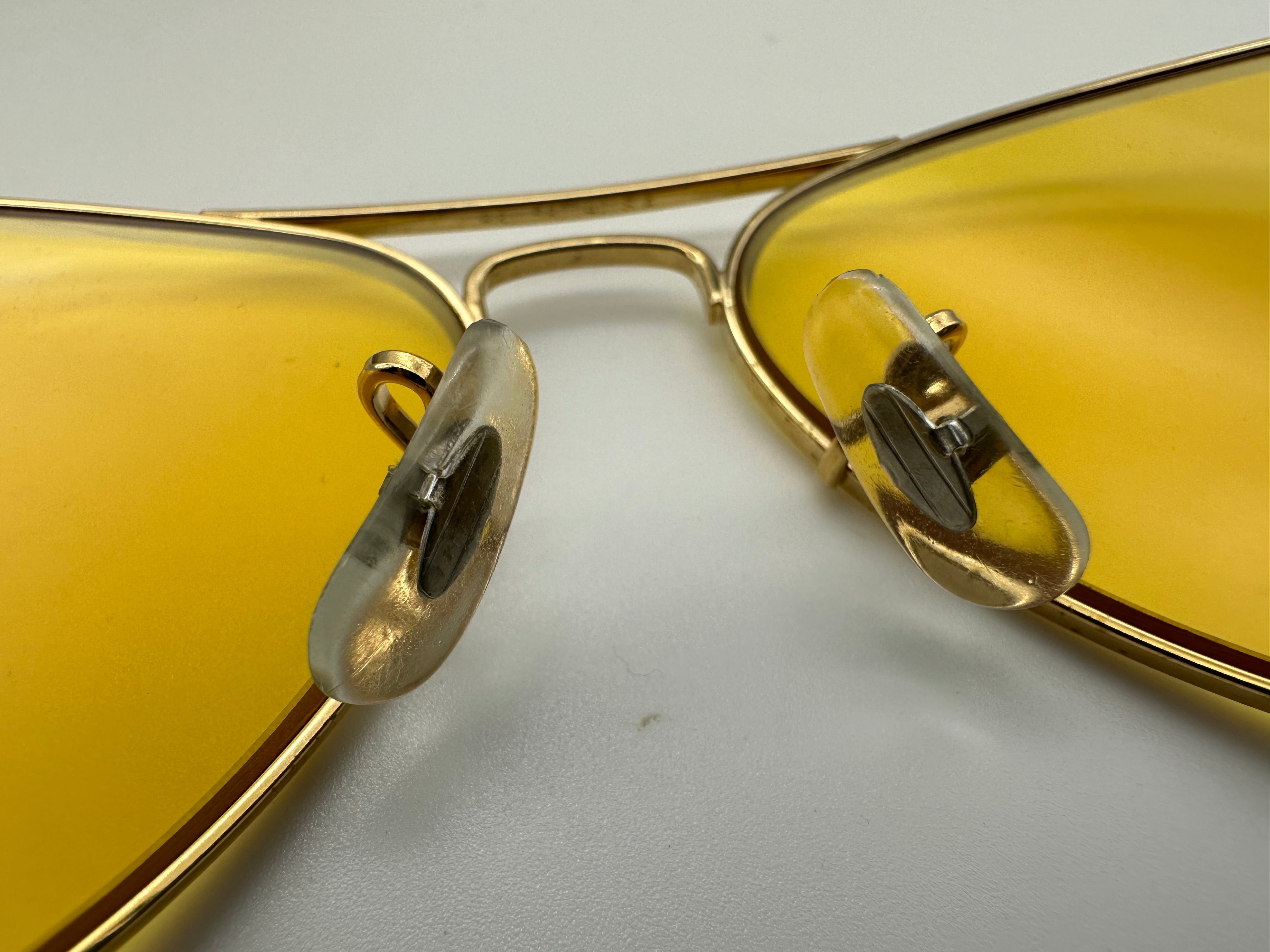 Bausch & Lomb Ray Ban 58-14 Aviator Gold Ambermatic Vintage 1970s NOS ...