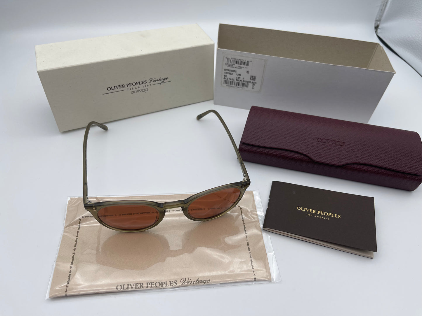 Oliver Peoples O'Malley Sun 48mm Dusty Olive Frames Persimmon Lenses