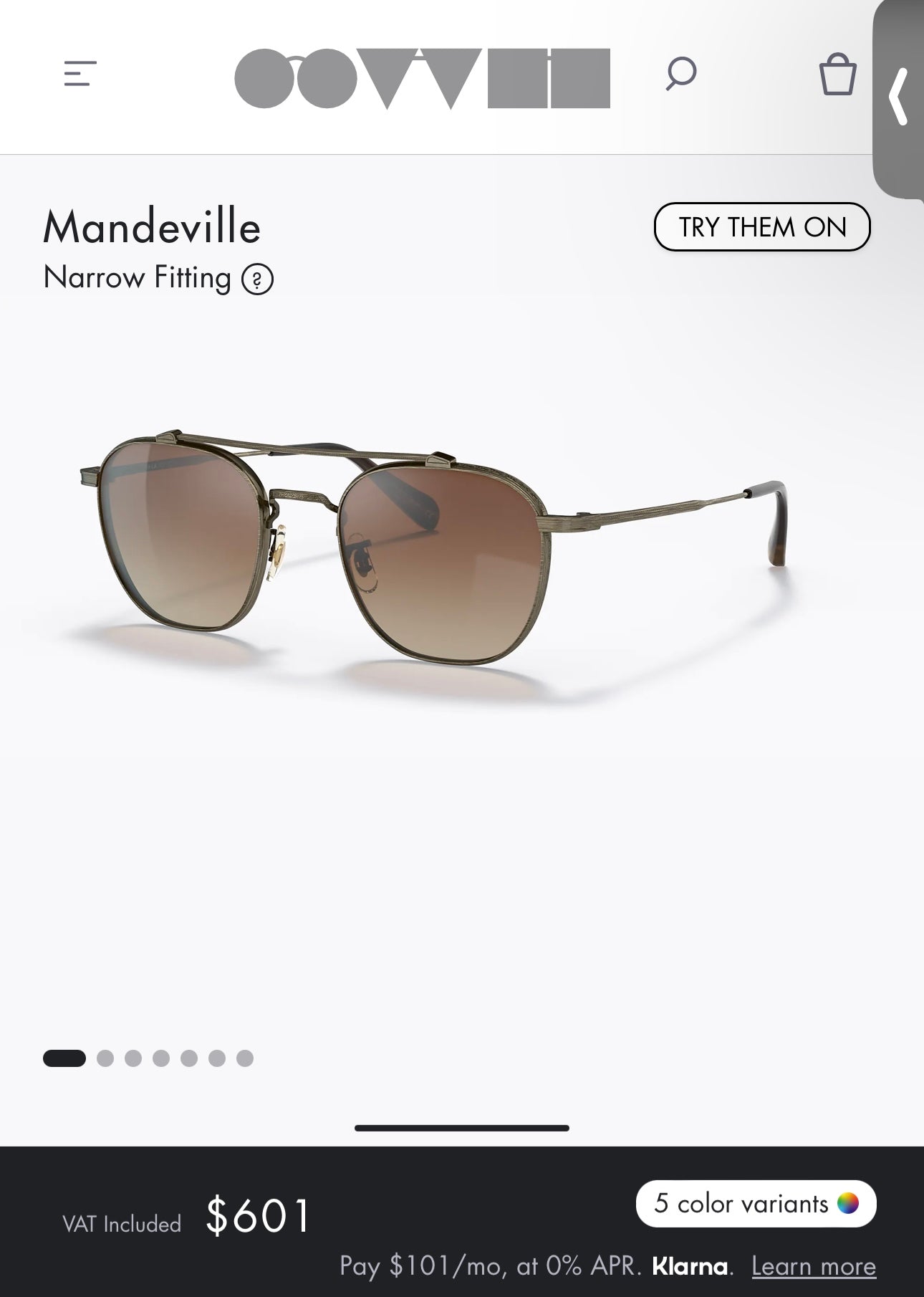 Oliver Peoples Mandeville 49mm Antique Gold Dark Brown Gradient OV1294ST NEW